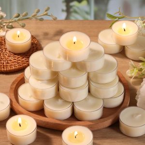 6 Hour Soy Tealight Candles Bulk 25 Pack, Unscented Organic Tea Candles, 
White Emergency Votive Tea Lights-Burn Clean, Non-Paraffin Natural Soy 
Candle for Home Decor,